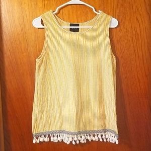 Yellow boho tank top with tassels